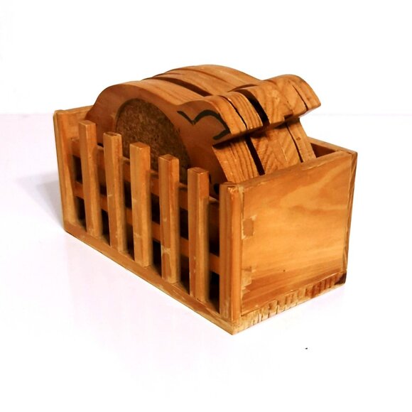 Vintage Rosenthal Netter Wooden Pig Set of 6 Coasters Farmhouse Countryside - Picture 2 of 5